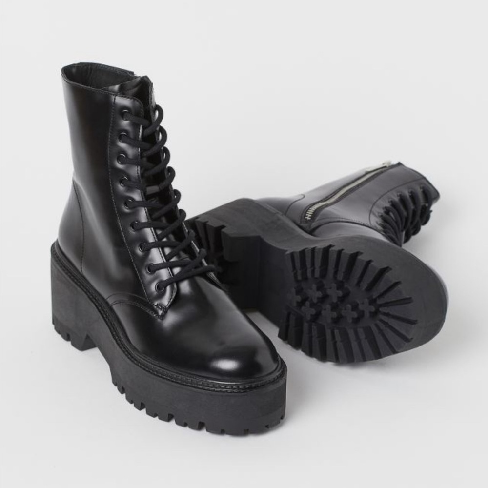 H&M leather platform boots